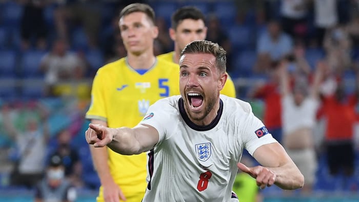 Jordan Henderson scores his first England goal